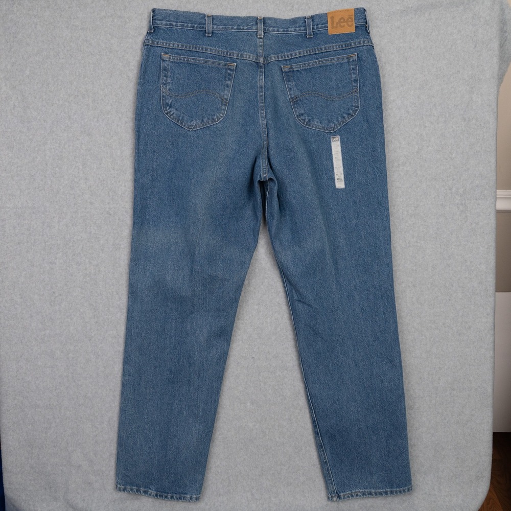 Lee Men's Relaxed Fit Straight Leg Jeans 42x32 Blue Denim 100% Cotton - Picture 4 of 7